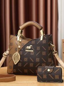 This Year's Popular Mother-Daughter 3 Piecesset Bag, Classic Large Capacity Women's Casual Handbag, High-End Elegant Women's Jacquard Bag