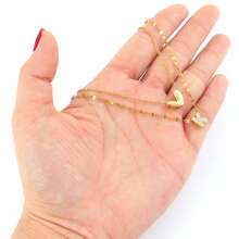 2Pcs/Set New Fashion Heart Bubble Initial Pendant Golden Stainless Steel Lip Chain Layers Necklaces For Women - Yellow Gold - View 3