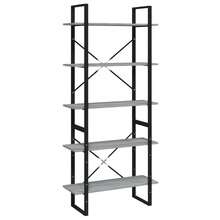 vidaXL Biblioteca 5 ebenex Sonoma cinza 80x30x175 cm - Cinza - Ver 2