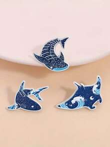 1pc Cute Underwater Animal Brooch - Zinc Alloy Enamel Badge, Dolphin Design, Suitable For Clothing, Hats, Backpacks, Shirts - Sea Blue - View 3