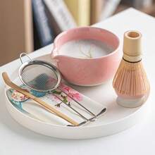 5-Piece Sakura Embossed Matcha Bowl Set, Includes Teaware Tools: Bamboo Whisk, Baking Bowl, Tea Cup, Stirrer - Multicolor - View 9