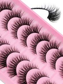 10 Pairs Thick 3D Multi-Layer DD Curly Russian Volume False Eyelashes, High Curl Degree, Dense & Bold Whole Piece Eyelash Extensions