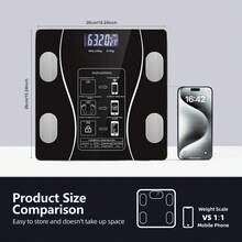 Upgraded Design+Weight Loss Plan Card, Enlarged Surface, 400 LB High-Strength & High-Precision Electronic Weight Scale, Smart Digital Bathroom Scale, HD LCD Display & Temperature Display Fahrenheit & LB/KG Switch, Multi-Function Body Weighing Machine - Black - View 3