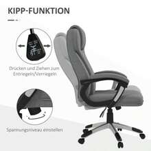 Vinsetto Office Chair, Ergonomic Computer Chair With Rocking Function, Adjustable Height, Headrest, Armrests, Grey Linen Look, 66 X 75 X 110-120 Cm For Optimal Working Comfort | Aosom.De - 灰色 - 查看 4