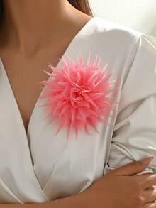 1 chiếc ghim cài áo hình hoa organza thủ công độc đáo, phong cách Pháp cổ điển, thanh lịch và thời trang, màu đen, thiết kế tối giản phù hợp với vest, váy, trang phục dự tiệc, phụ kiện đa năng, món quà tuyệt vời dành cho phái nữ. - Hồng - Xem 3