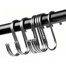S-Shaped Metal Hooks (10 Units): Versatile For Bathroom, Kitchen And Clothing Organization.