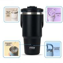 Back-To-School Time! The TYESO 1050ml Stainless Steel Thermal Bottle Is , , And . With A Carrying Handle, It's Easy To Take And Ideal For Children's School Bags. It Keeps Drinks Hot For 12 To 24 Hours And Cold For Up To 24 Hours. It Can Also Be Used As A Thermal Container For Drinks, Lunch, Snacks After Meals, Packed Lunches, And Hot Soups. Essential For The Classroom And Perfect For School, Sports, Travel, And Everyday Use. An Excellent Gift Option. - 淺粉紅色 - 查看 8