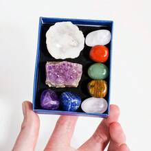 10pcs/Set Natural Crystal Chakra Set Amethyst Cluster Agate Cave Selenite - Crystal Furniture Decoration Gift Set For Christmas Thanksgivi - Chakra Set - View 7