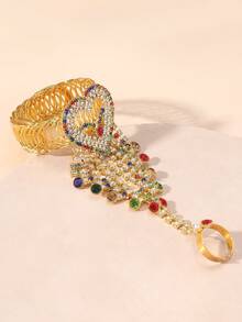 Bộ 1 chiếc vòng tay và nhẫn kiểu dáng độc đáo, thời trang, đính đá, trang sức cưới. - Dây chuyền đeo sau cổ tay - Xem 3