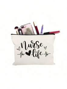 A Makeup Bag Printed With The Words"Nurse Like"Lightweight Toiletry Pouch, Spacious Zippered Makeup Pouch, Middle Eastern Accessory,Durable Fabric Compact Travel Cosmetic Pouch, Perfect Gift For Nurses, Nursing Students, Nurse'S Day, Graduation, Christmas, Nurse Accessories For Work,Unique Gift For Mom - Multicolor - View 13