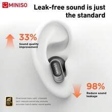 MINISO MS105 Earbud Nirkabel, Portabel Ultra Ringan | Terjemahan AI Cerdas, OWS Pure Bass, Latensi Rendah, Anti-Jatuh, Antarmuka USB-C dengan Casing Pengisian Daya, Mikrofon Ganda Terintegrasi, Cocok untuk Olahraga Luar Ruangan, Bermain Game, Kantor, dan Skenario Lainnya - Hitam - View 5