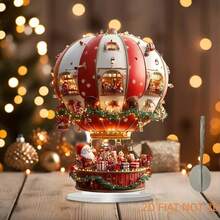 1pc 2D Acrylic Bohemian Style Santa Claus Hot Air Balloon Desktop Decor, Christmas Themed Bohemian Art Piece, Multipurpose Home Living Room Holiday Decoration, Unique Gift Idea