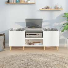 vidaXL Armadio a dischi bianco brillante 121x38x48 cm in legno metalmeccanico - Bianco - Visualizzare 3