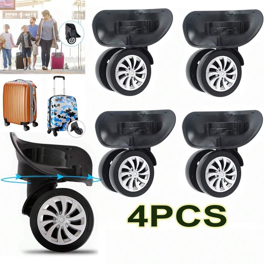 4PCS 360° Silent Replacement Suitcase Wheels | Universal Easy-Install Roller Luggage Castors | Durable Wear-Resistant Trolley Wheel Set - Black - View 1