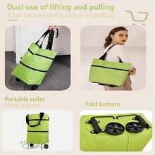 1 folding and portable shopping cart, suitable for both men and women in supermarkets. Available in 5 colors: blue, red, orange, black, and green. A portable and foldable shopping bag with wheels, reusable, waterproof, stain-resistant, durable, perfect for supermarket shopping and travel. - Multicolor - Ver 5