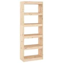 vidaXL Biblioteca/separador de piezas 60x30x167,5 cm pin macizo - Marrón - Ver 2