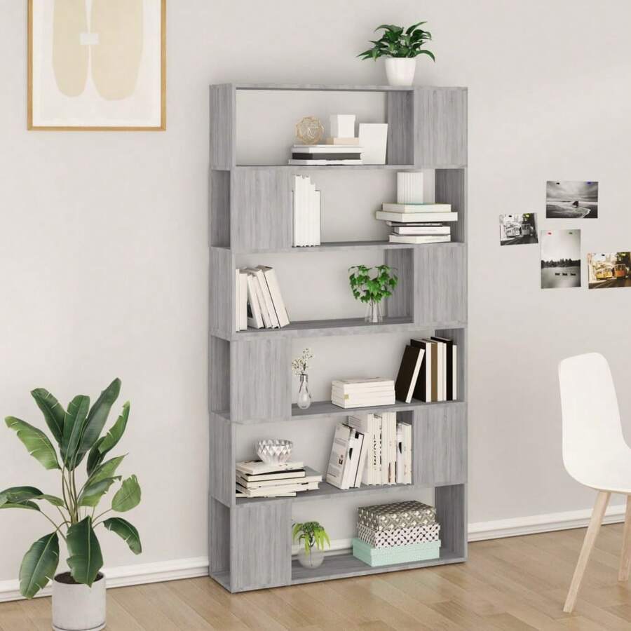 vidaXL Bibliothèque/Séparateur de pièce sonoma gris 100x24x188 cm - Gris - Voir 1