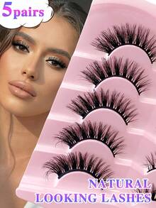 ENCHUW 5 Pairs Fluffy Eyelashes Volume And Soft False Eyelashes,Comfortable To Wear Faux Mink Lashes,Reusable For Used Daily Makeup Extension - Fluffy Lashes - View 1