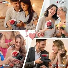 玫瑰花礼盒，玫瑰项链首饰盒，玫瑰心形吊坠项链，2026年礼物，送给女朋友，时尚新娘首饰，送给妻子，女朋友，浪漫心形项链礼盒套装，情人节礼物，节日礼物，生日礼物，玫瑰，礼盒，心形项链，首饰配件 - 彩色 - 查看 8