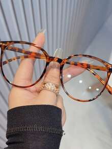 一副女士黑色椭圆形塑料时尚无度数眼镜，美式风格，适合日常办公和校园佩戴，透明镜片，可用于电脑阅读、游戏、看电视、手机等，女士专属。 - 多色 - 查看 4