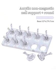 1 Set Non-Magnetic Nail Display Acrylic Nail Display Stand Tips Holder Transparent Pink/Purple Nail Practice Stand Fingernail DIY Manicure Stand Tools