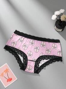 Bộ đồ lót nữ 6 món, họa tiết hoa trái tim và nơ, phối ren, gợi cảm và thoải mái. - Nhiều màu - Xem 4