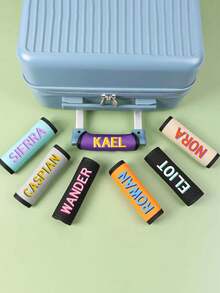 Custom Name Luggage Handle Wrap, Personalized Suitcase Handle Wraps With Text, Customized Stroller Identifier, Customizable Luggage Wraps For Suitcase, 14x15cm, Orange/Red/Blue/Yellow/Rose Red/Black/Green, Luggage Wrap, Mother'S Day Gift, Easter Gift, Valentine'S Day Gift, Birthday Gift - Multicolor - View 2