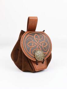 中世纪维京复古印花腰包，文艺复兴时期配饰，PU皮革腰包，男女通用，适用于角色扮演服装道具和文艺复兴集市 - 棕色 - 查看 15