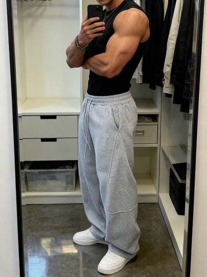 Men's Casual Minimalist Sweatpants/Lounge Pants, Classic Fashion, Versatile & Comfortable Loose Fit, Suitable For Daily Wear, Outdoor Activities And Travel