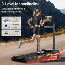 CURSOR FITNESS 3 In 1 Walking Pad Treadmill With 16% Incline, Folding Treadmill With Handle Bar, Portable Treadmills For Home Small, 300 Lbs Capacity - Black - View 3