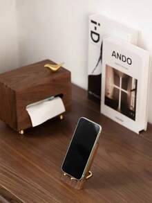 1pc Wooden Desktop Phone Lazy Stand Creative Black Walnut Simple Universal Tablet IPad Support Stand Light Luxury Ornament Phone Stand ﻿ - Multicolor - View 8