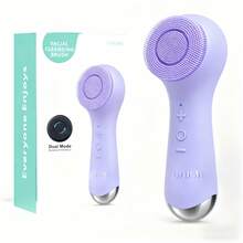 Facial Cleansing Brush: 2-In-1 Rotating Vibrating Massager, 5-Speed Adjustment, Silicone Electric Exfoliating Brush, Deep Pore Cleansing, Suitable For Men And Women (Preferred For Couples) - DF31349B-XIAN-888-purple - 查看 10