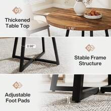 LITTLE TREE Round Dining Table For 2, 31.5" Industrial Dinner Table With Metal Base, Kitchen Table For Dining Room, Small Space, Apartment - Brown - View 5