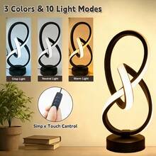 Lámpara de escritorio espiral de aluminio artística y regulable en 3 colores, adecuada para lectura, estudio y trabajo | Diseño minimalista moderno, decoración del hogar, iluminación de dormitorio, estructura de metal duradera, botón USB - Multicolor - Ver 9