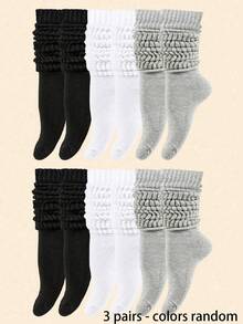 1/3/6 Pairs Women's Loose Knit Socks, Women's Slouch Socks, Women's Slouch Socks, Women's Slouch Socks, Women's Slouch Socks, Women's Ankle Socks, Black, White And Gray, Compression Socks, Comfortable