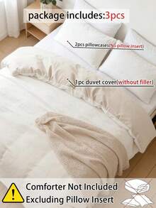 3pcs 100% Polyester Duvet Cover Set (1 Duvet Cover And 2 Pillow Shams), Modern Style Home Bedding Set, Suitable For All Seasons - Multicolor - View 3