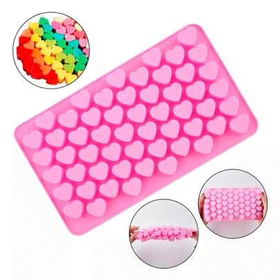 Molde de Silicone em Formato de Coração Miniatura, 55 Cavidades, Gelo e Doces