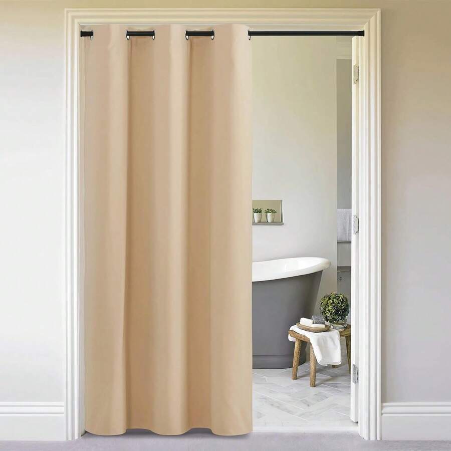 Patio Door Curtain Sound Blocking, Bedroom Privacy Room Divider Curtain Screen Partitions, Thermal Insulated Blackout Closet Sliding Door Curtain (1 Panel, 8.3ft Wide By 7ft Long, Gray) - 淺褐色的 - 查看 1