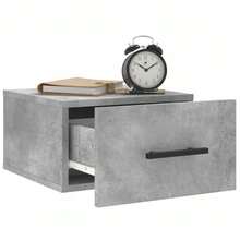 vidaXL Mesa de cabecera mural gris beton 35x35x20 cm - Gris - Ver 4