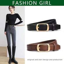 2pcs/1pc Women's Alloy Small Square Buckle PU Leather Belt, Minimalist & Fashionable, Suitable For Jeans, Trousers, Coats, Dresses - Square Buckle Belt - View 4