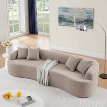 Oversized Sectional Sofa For Living Room, 104" Modern Luxury Plush Chenille Sofa 4-Seater Extra Deep & Wide Seat Curved Cloud Couch With 4 Throw Pillows, No Assembly Required - 棕色 - 查看 5