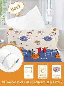2PCS . Basketball Youth Theme Bedding Set Children's Bedding Set, 100% Polyester, 3D Double-Sided Printed Anime Cartoon Children's Bedding Set, Suitable For Both Boys And Girls (1 Single-Sided Printed Pillowcase+1 Double-Sided Printed Duvet Cover, Without Padding) - Multicolor - View 5