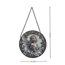 Enchanted Fairy Garden Hanging Decor-Celtic Goddess Sculpture With FlowerWreath & Wings- Indoor Outdoor Wall ArtDecoration - Best Gift For Home Decor Lovers - Multicolor - View 9