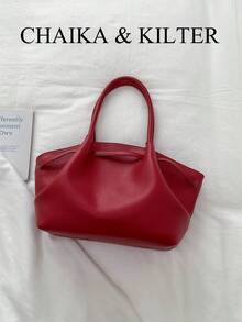 Túi đeo vai CHAIKA & KILTER 1 chiếc bằng da PU màu trơn, túi xách nữ phong cách vintage thường ngày dung tích lớn với thiết kế xếp ly, dây đeo thắt lưng có thể điều chỉnh, hai quai xách, khóa nam châm, thích hợp cho du lịch, mua sắm, hẹn hò, làm quà tặng cho phụ nữ, phù hợp cho thanh thiếu niên, sinh viên đại học, người mới bắt đầu và các quý cô công sở, tuyệt vời cho văn phòng, trường học, công việc, kinh doanh, đi làm, hoạt động ngoài trời, du lịch, dã ngoại. - Đỏ - Xem 9