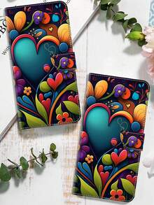 GLANDOTU Ốp điện thoại bằng da PU họa tiết trái tim và hoa hồng đỏ, có chức năng giá đỡ đa năng, khe đựng thẻ, thiết kế gập, phù hợp với nhiều dòng điện thoại, quà tặng mùa xuân. - Nhiều màu - Xem 5