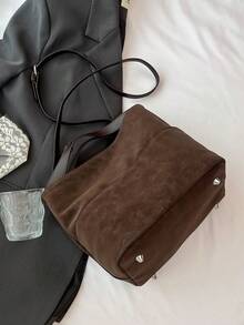 大容量女士单肩包、斜挎包、手提包，秋季款 - 咖啡 - 查看 9