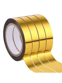 4 Rolls Gold Metallic Mirror Washi Tape, DIY Gold Art Tape, Self-Adhesive Metalized Polyester Film Tape For Crafts Decoration And Gift Wrapping (1/2 Inch X 110 Yards)