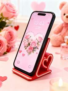 1个浪漫心形手机支架，完美的情人节礼物。时尚的桌面装饰，便携防滑，采用耐用塑料制成，适合家庭或办公室使用。既是手机配件又是支架，是情人节、开学季和生日的理想礼物。 - 彩色 - 查看 4