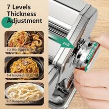 Pasta Maker Machine, Manual Pasta Machines With 7 Adjustable Thickness Settings & 2 Width For Making Homemade Spaghetti, Fettuccini, Lasagna, Or Dumpling Skins, Easy To Clean - Silver - View 5
