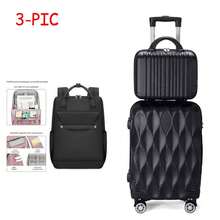 New 4-Piece Multifunctional, Large-Capacity Women's Backpack, Perfect For Business Trips And Travel - 2703 Black Backpack + 14/20-inch Leaf Embossed Trolley Case - View 2